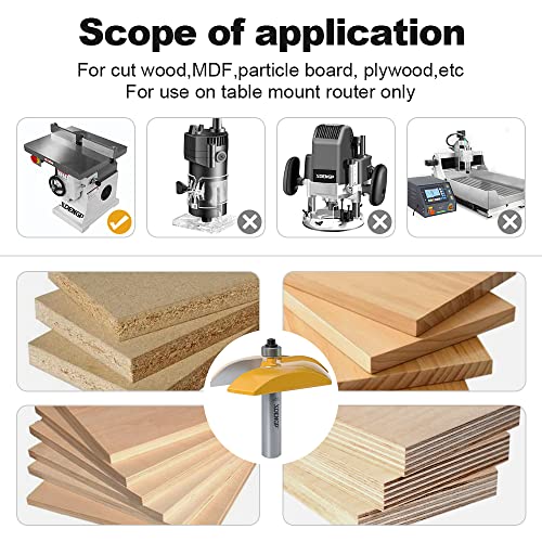 Image of Cove Raised Panel Router Bits 1 /2 Shank for Cove-Cut, 3-1 /8-Inch Diameter, Shaker Raised Cabinet Door Making Frame Panel Design Router bits for use with Rail and Stile Moulding Router bit