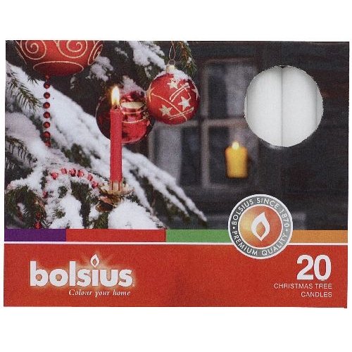 Preisvergleich Produktbild Bolsius Baumkerzen 97 / 13mm 20er Pack weiß
