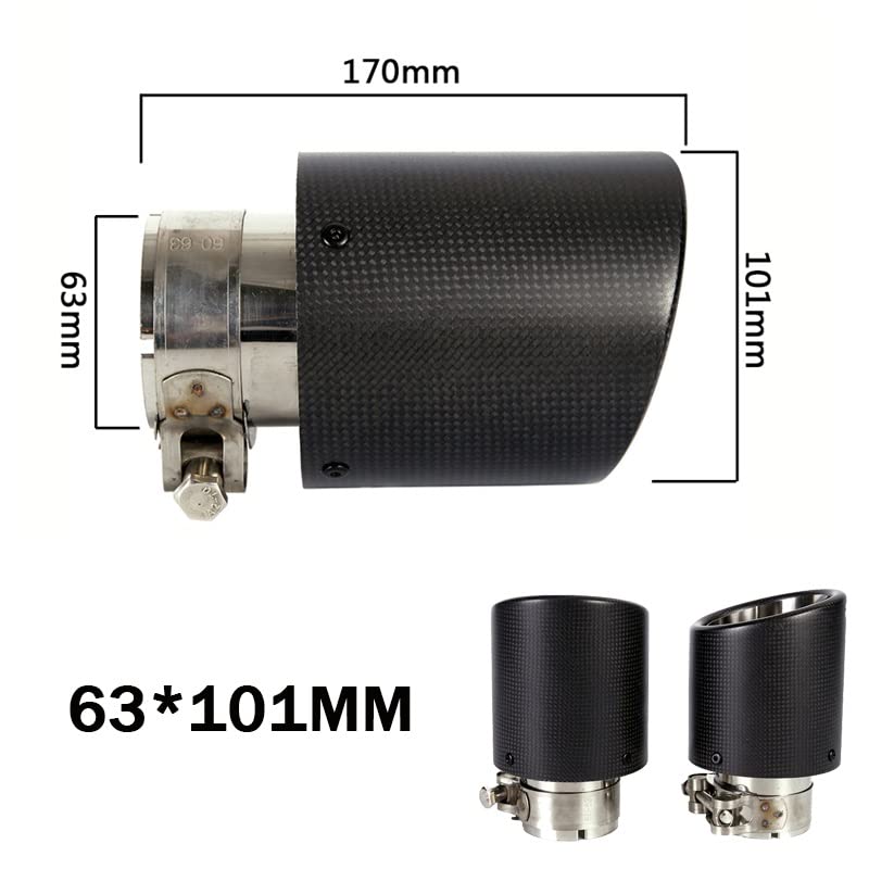 Końcówka tłumika wydechu do samochodu, matowa, włókno węglowe, 63 mm w x 76 mm, 89 mm, 101 mm, 114 mm, na zewnątrz, końcówka wydechowa do samochodowego SUV-a (G)
