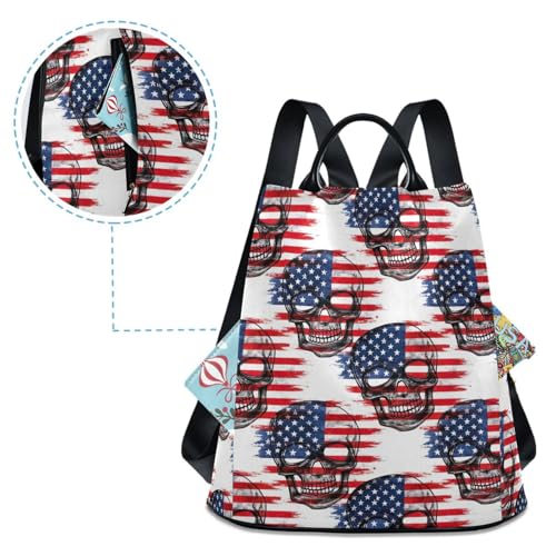 Sac à dos squelette drapeau américain en polyester voyage