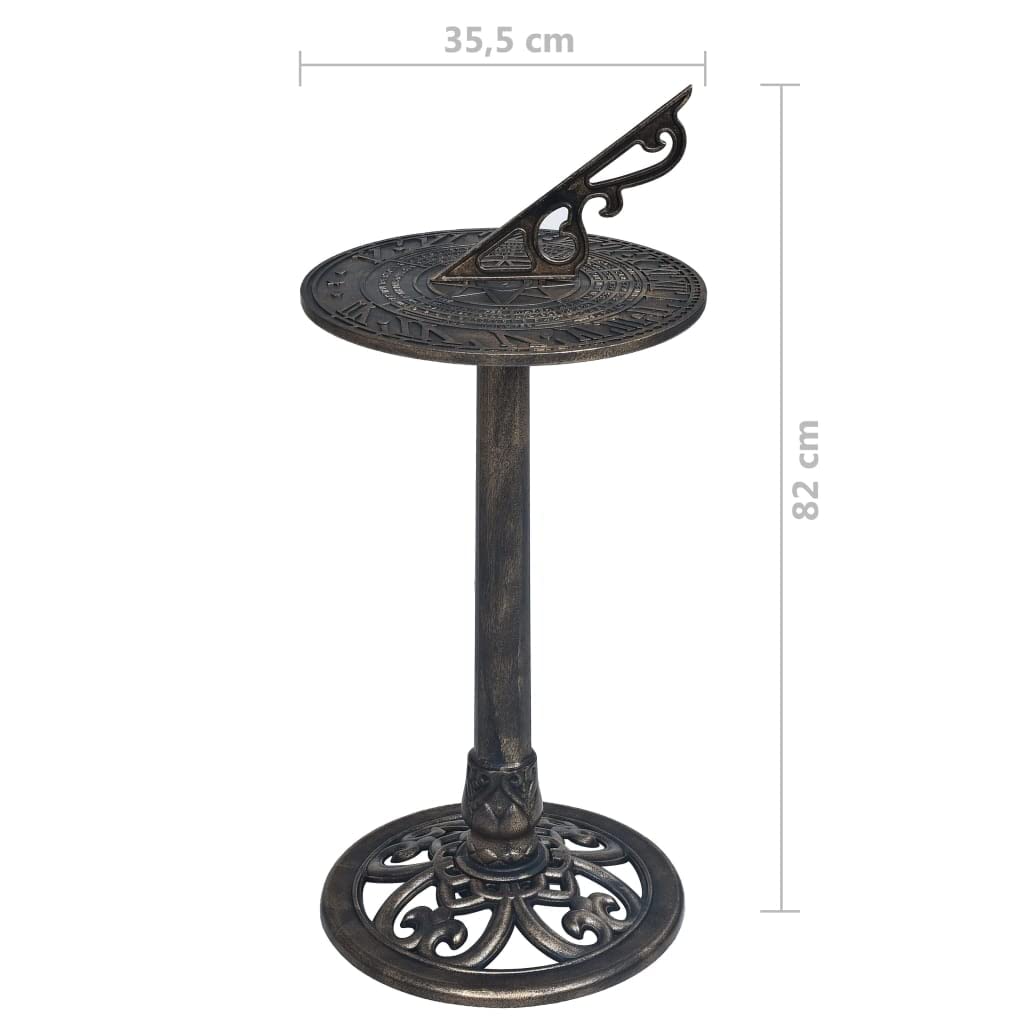 Gecheer Sonnenuhr Bronze 35,5 x 82 cm Kunststoff Standsonnenuhr Gartenuhr Gartendeko Gartendekoration Balkon Terrasse Bronze