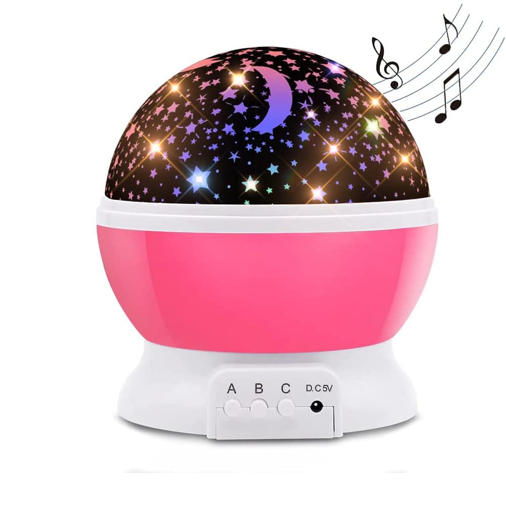 Star Projector Night Light for Kids, 360° Rotation for Kids Sensory Lights 9 Light Modes Birthday Fun Baby Gift for 2 3 4 5 6 7 8 9 Year Old (Pink)