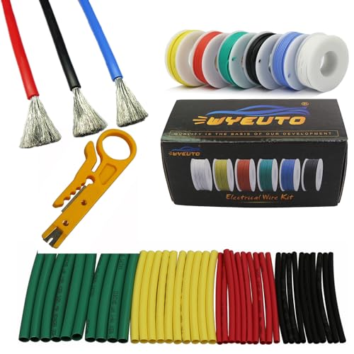 18awg Stranded Wire Core Hook up Wires-6 Different Colored Jumper Wire 16.4ft or 5m Each,18 Gauge Tinned Copper Wire Silicone (OD: 2.3mm) Hook up Wire Kit