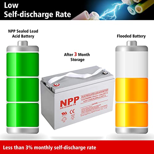 Npp Hr12390W(4 Pcs) Fr 12V 120Ah 12Volt Agm Sealed Lead Acid Rechargeable High Rate Battery, 12Volt 2340W 390Watts/Cell, Replace For Off Grid Ups, Solar Power, Rv, Marine，Boat，Golf Cart Battery #TOP2