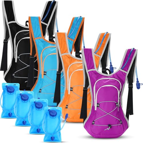 4 Pack Hydration Backpacks with 2L Water Bladders