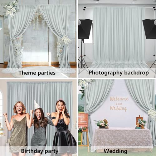 Image of 10 x 7 Feet Silver Backdrop Curtain for Partie, Background Curtains for Photoshoot, Birthday, Wedding, Halloween, Thanksgiving, Christmas, New Year Party Decorations 5Ft x 7Ft, 2 Panels