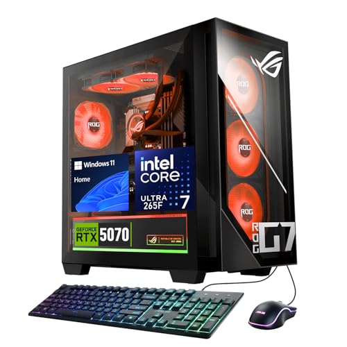 ASUS ROG G700 5070 Gaming Tower Desktop Intel Core Ultra 7 265F (20cores Processor) GeForce RTX 5070 32GB DDR5 2TB SSD RGB Keyboard& Mouse Liquid Cooler Support 3-Monitor 4K Windows 11 Home