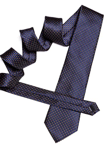 Image of YOHOWA Men Plaid /Striped Ties Set Silk Business Wedding Formal Fashion Necktie and Pocket Square Cufflinks Set