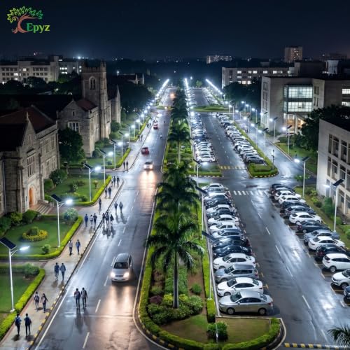 Image of Epyz 100 Watt Semi-Integrated Solar Street Light Aluminium Body Outdoor with Remote and Dusk to Dawn for Garden, Street, Lawn [ 200LED, 25000mAh, Pack of 1, Cold White Light ]