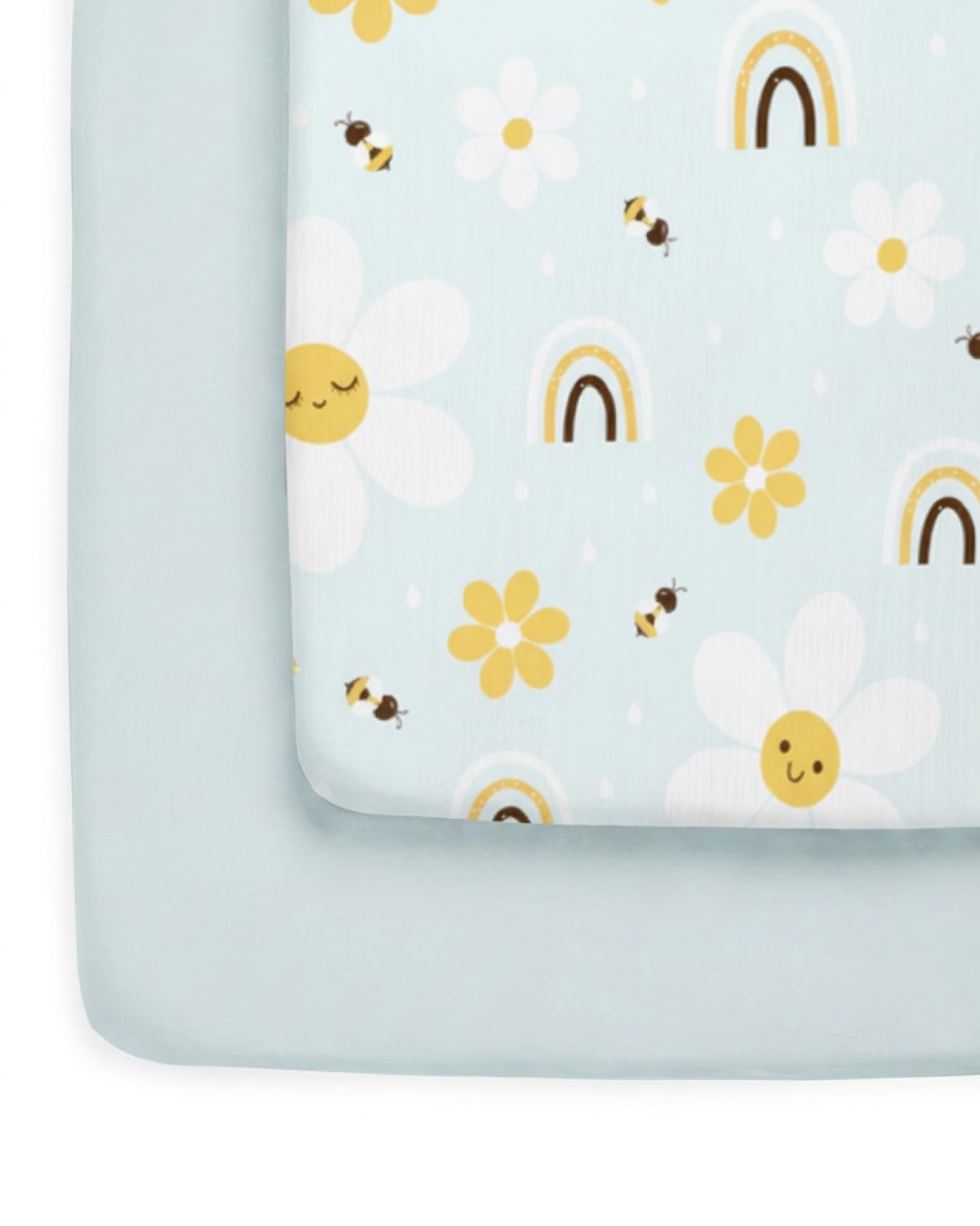 2-Pack Pack N Play Sheets - Playard Sheets - 38 x 26in, Rainbow Bloom
