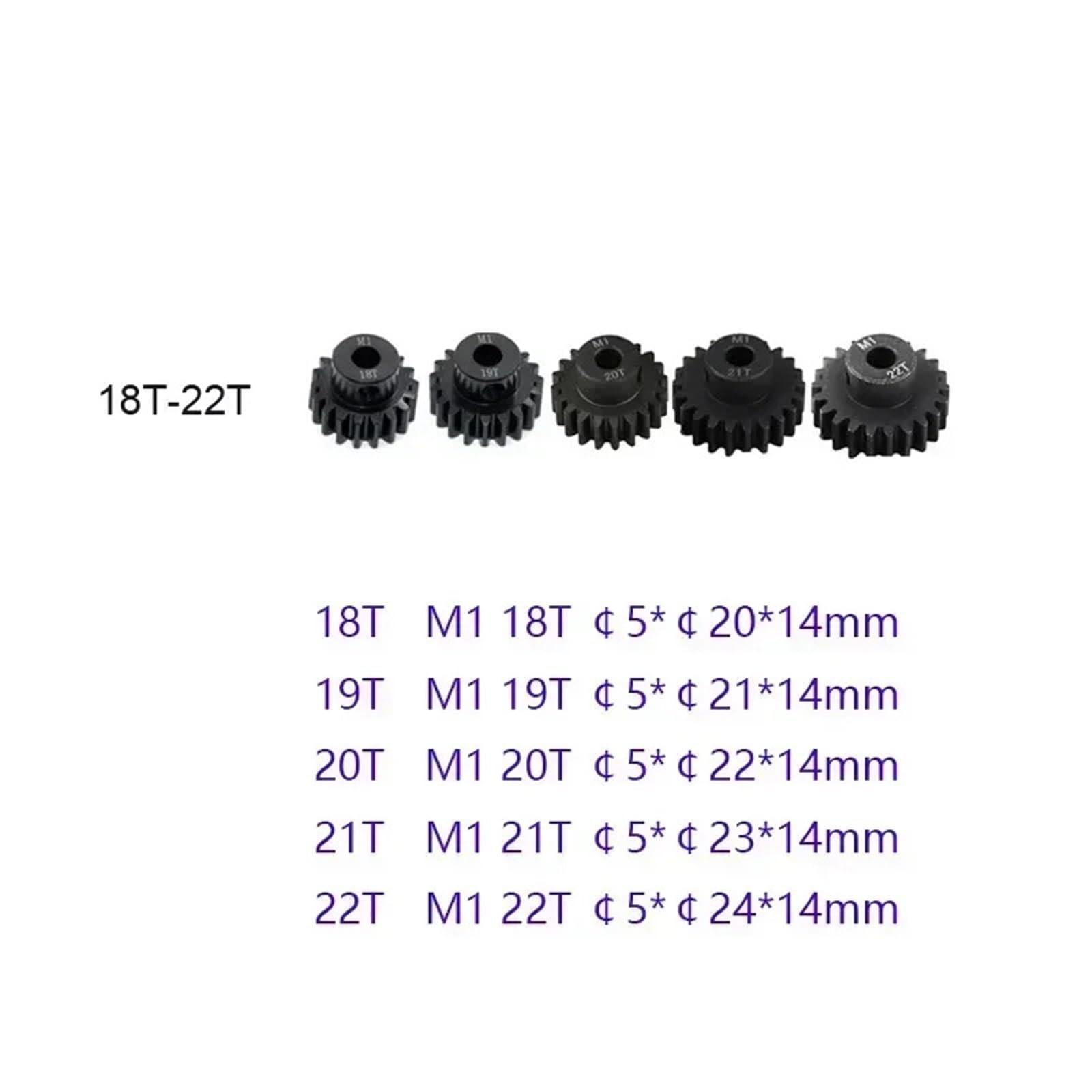 Recambios Rc Para 1/8 11T-30T Material Endurecido M1 5mm Eje Piñón Metal Engranaje Motor RC Para Buggy Truggy Monster Truck(18T-22T)
