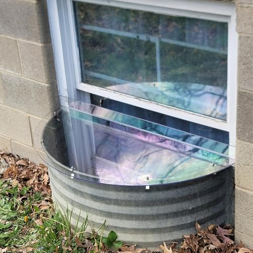 Basement Window Well Covers, Egress Window Well Cover Outside, Heavy Duty Clear Polycarbonate, UV Resistant, Windproof, Waterproof/Only Cover (42' L X 17' W)