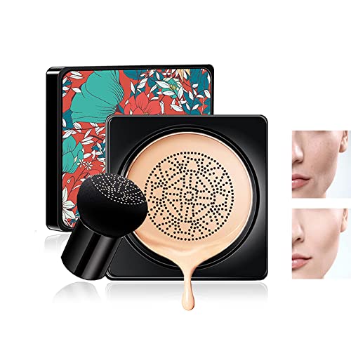 CC crema corrector base duradera hidratación brillo color Reparación maquillaje base, CC crema hidratante impermeable base líquida (tipo hongo) puff) (Tono de piel natural) Cover