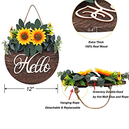 Hello Sign Welcome Wreaths For Front Door Decor, Wooden Rustic Welcome Sign Door Wreath, Fall Wreaths For Front Door, Front Porch And Housewarming Gift #TOP4