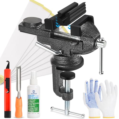 Augfir Golf Grip Kit For Regripping Golf Clubs, Portable Table Vise Rubber Clamp For Golf Grip Removal Tool With Solvent, Golf Club Regripping Kit