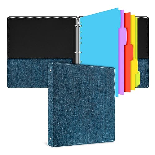 INFUN Fichário de 3 anéis de 2,5 cm com divisória de plástico, fichário de 3 anéis, 2,5 cm com capa