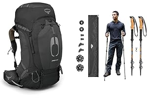 Essential Osprey Atmos AG 65 Backpack with Cascade Trekking Poles