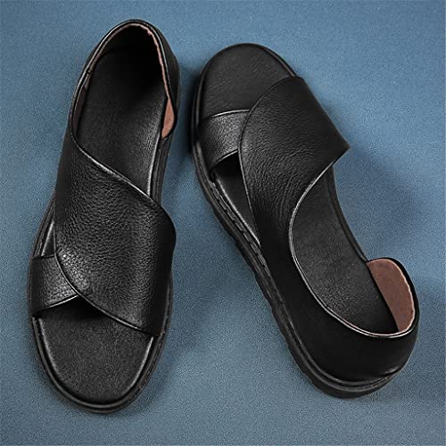 Casual Men Sandals Outdoor Breathable Walking Slippers Male Slides Lightweight Leather Comfortable Men Sandals(D,7.5)2
