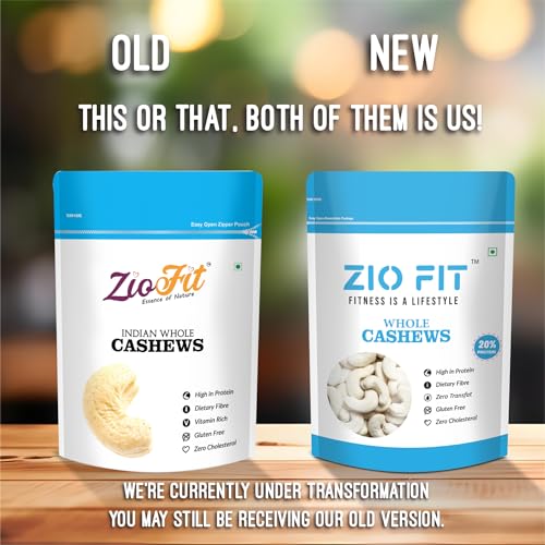 Image of Ziofit Indian Whole Natural Cashew Nuts, Nutritious Dry Fruit, Healthy Snacks, Rich in Nutrients, Protein, Fiber, Vitamins, 1000 g, 2 Count