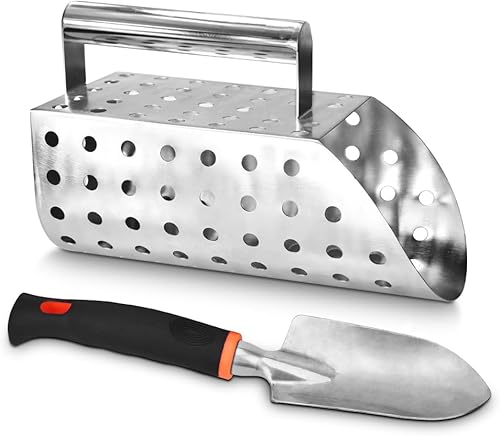 Kit de cuchara de arena de acero inoxidable, pala de arena de detección de metales de acero inoxidable - Se utiliza para la detección de metales y