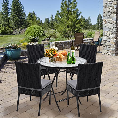 Tangkula 4 Pieces Outdoor Dining Chairs, Patio Dining Chairs With Soft Cushions, All-Weather Pe Wicker Chairs For Lawn, Poolside, Backyard (Gray) #TOP1