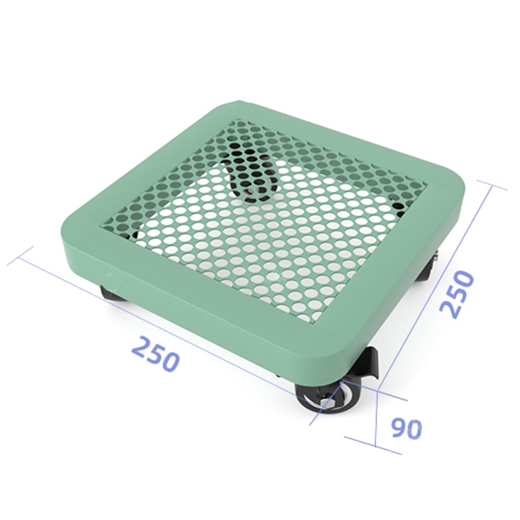 Portavaso in metallo resistente, con ruote bloccabili, per interni ed esterni, verde (25 x 25 cm)