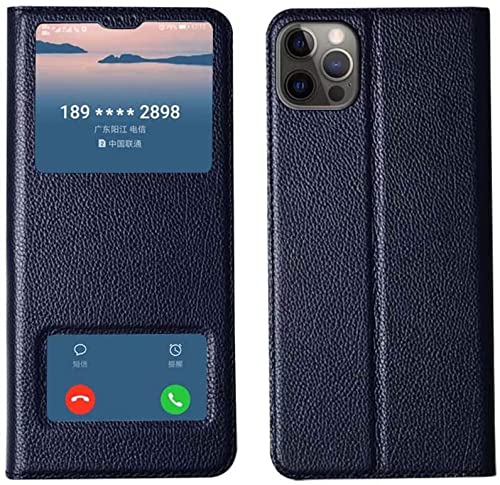 Étui antichoc iPhone 12 Pro Max en cuir bleu anti-rayures