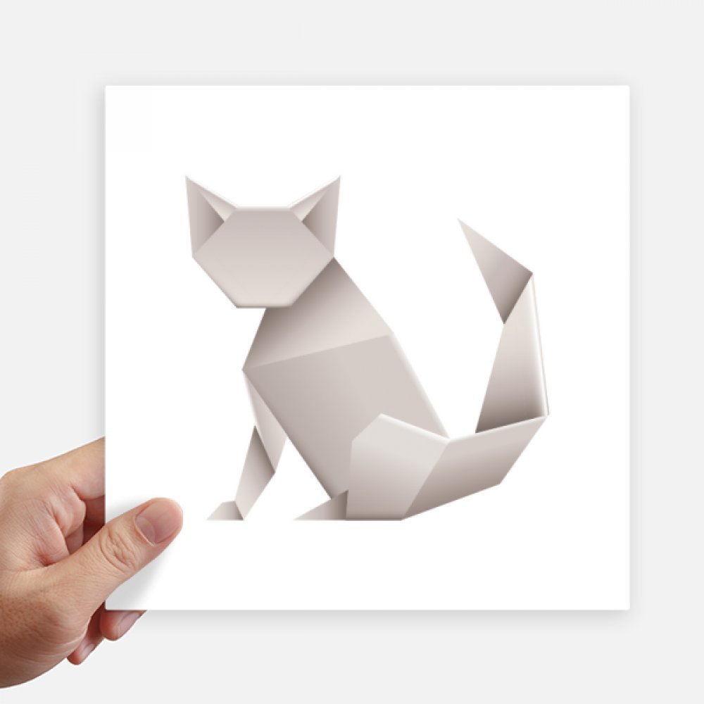 Sticker carré chat origami 20cm lot de 4 stickers géométriques multicolores pour mur et valise