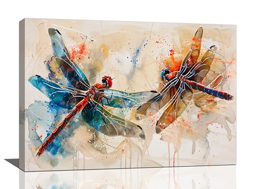 Toile libellule aquarelle pour créer un salon zen et design