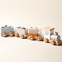 ibwaae Wooden Birthday Train Set for Toddlers 1-5: 12 PCS Numbers Blocks Train Toy Boys Girls