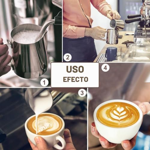 Miniatura 4 de Jarritas Para Leche, Techken Jarra De Leche Acero Inoxidable 350ml 600ml 900ml 12oz 20oz 32oz Para Café Y Latte Art Plata 32oz 900ml