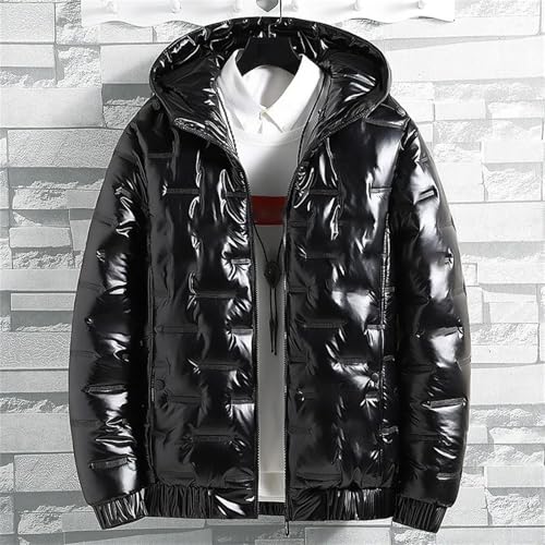 Men Winter Hooded Puffer Jacket Casual Warm Thick Parka Coats Short Bright Cotton Jacket3