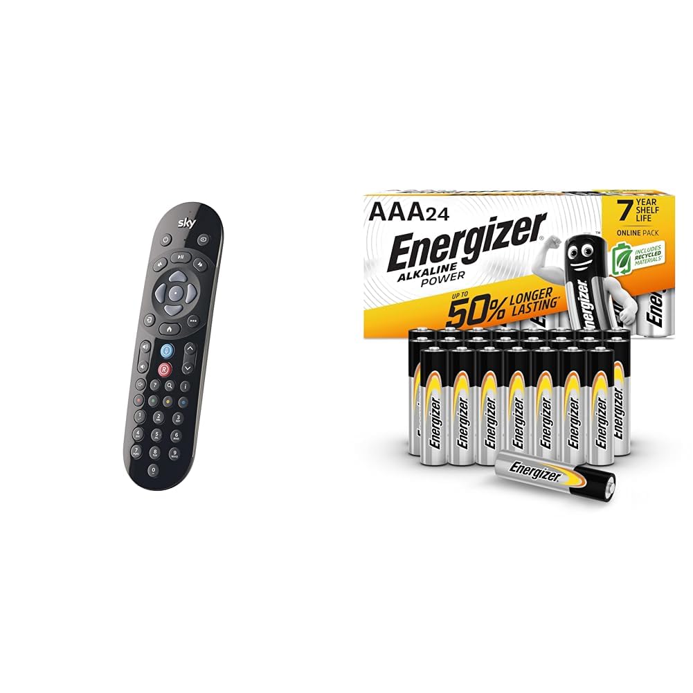 Original SKY Q Voice Remote Control - Compatible with Sky Q 1TB or 2TB box plus the Sky Q Mini box & Energizer AAA Batteries, Alkaline Power, 24 Pack, Triple A Battery Pack - Amazon Exclusive