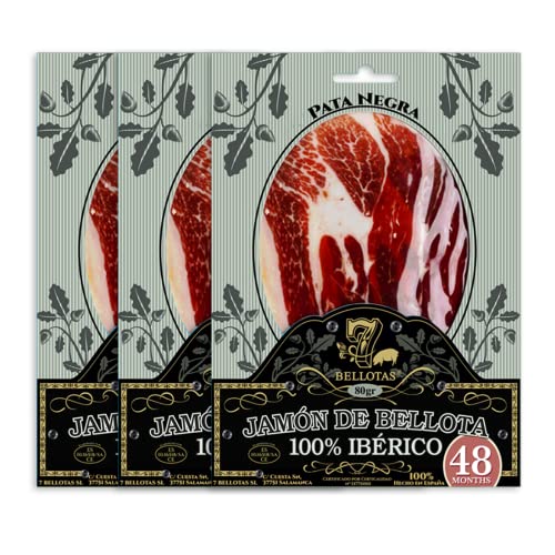 Jamón de Bellota 100% Raza Ibérica 7 BELLOTAS® Pata Negra Guijuelo (Cortado a Cuchillo 3X80 gr.) Cover