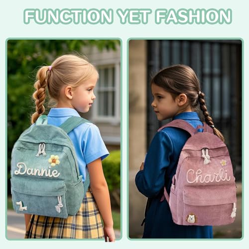Personalized Backpack for Girls/Boy with Name, Custom Corduroy Backpack with Cotton Rope Woven, Dance/Gymnastics, Back to School Bag, Monogram Book Bag for Kids, Birthday/Christmas Gift, Children Gift2