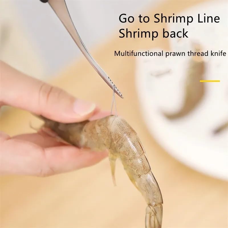 Image of Stainless Steel Prawn Seafood Peeler Shrimp Opener Oyster Shucking Knife Shrimp Stripper Lobster Knifes Shrimp Line Practical Seafood Tools Portable Kitchen Supplies 1 Pcs (Sliver)
