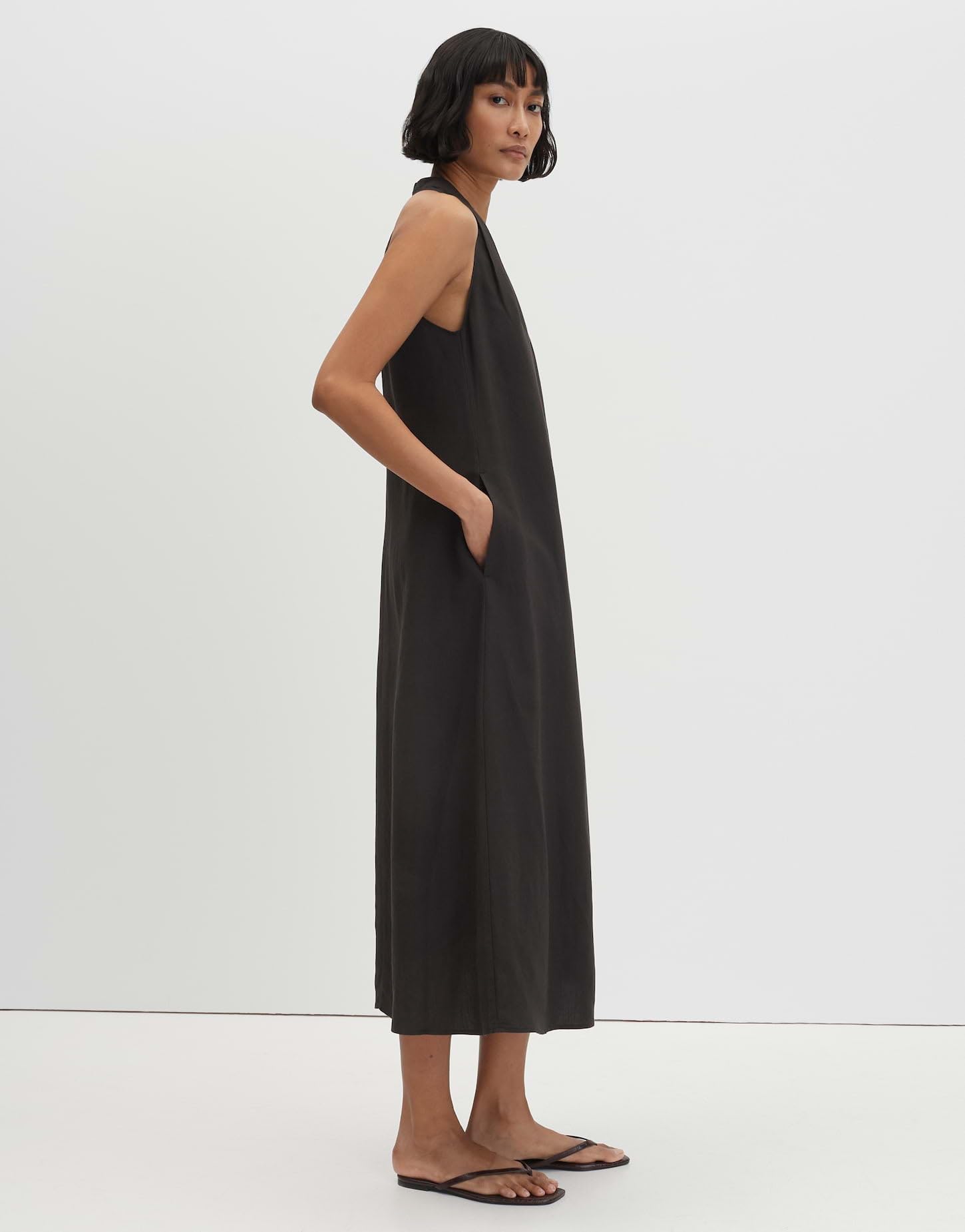 someday Damen Midikleid | Neckholderkleid aus Viskose Leinen Mix