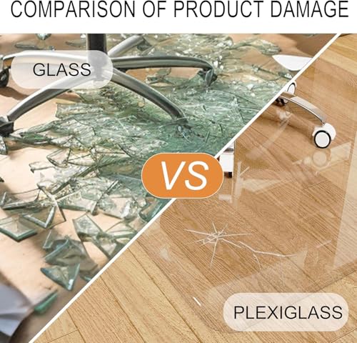 Image of MESAILUP Beveled Edge Office Chair Mat for Carpet or Hardwood Floor 48 inch x 48 inch Clear Chair Mats for a Smooth Glide and Easy Roll On /Off, Heavy Duty and Non-Slip Pad Floor Ultimate Desk Chair Mat