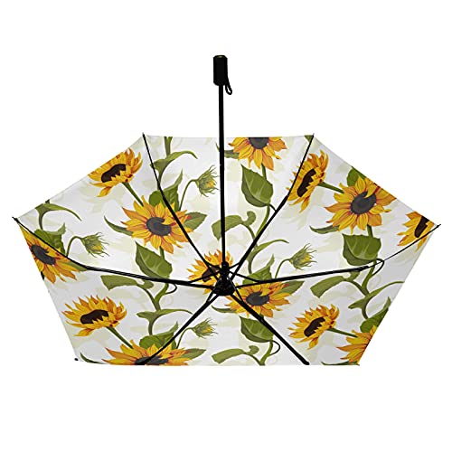 Parapluie pliable résistant jaune imprimé fleurs protection UV pour voyage