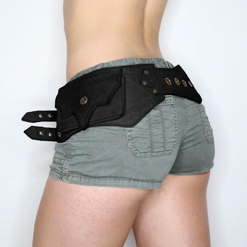 Punk Belt Bag Rivets Wide Belts for Women PU Leather Irregular Double Row Pin Buckle3