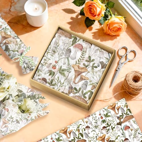JeVenis 50 Blatt Mushroom Fairy Seidenpapier Geschenkpapier Forest Cottage Geschenkverpackung Seidenpapier für Geburtstagsparty DIY Bastelbedarf