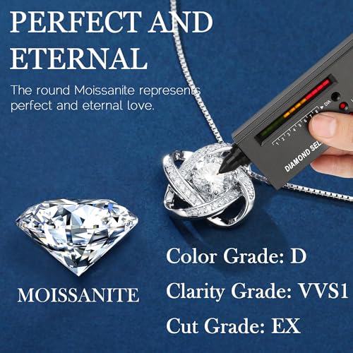 MOOSEA Love Knot Moissanite Necklace for Women, 1-3 ct D Color VVS1 Clarity Moissanite Pendant Necklace 925 Sterling Silver, Anniversary Birthday Gifts for Women Wife Mom Girlfriend Jewelry Gifts3