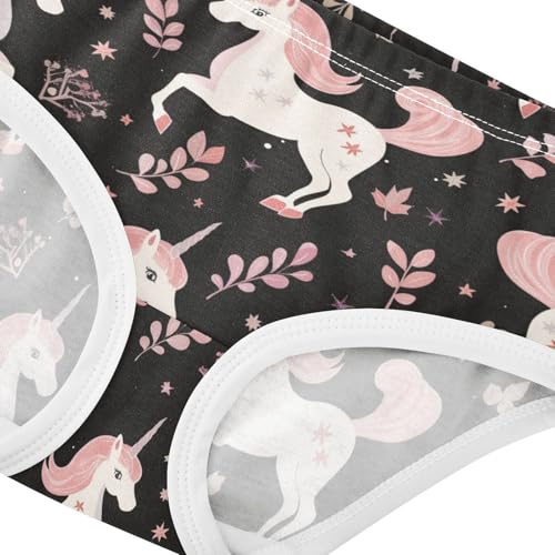 Wusikd White Unicorns Girls' Underwear Cotton Pink Girls Briefs Soft Toddler Underwear 2T4