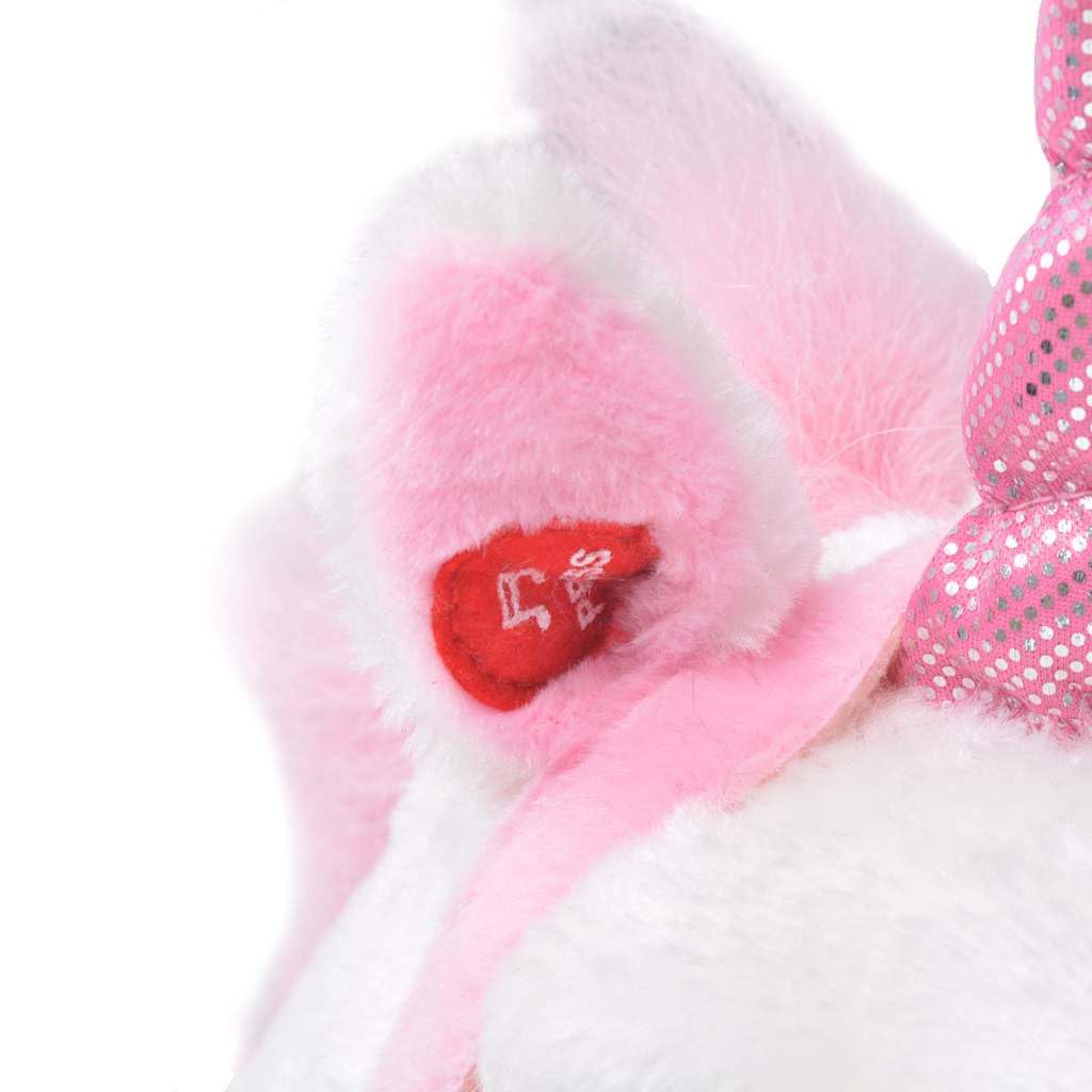 Plueschtier Einhorn stehend weiss rosa XXL mit Sound Funktion, Sattel und Zuegel, 71 x 62 cm, belastbar bis 100 kg, fuer Kinder ab 36 Monaten, Kuscheltier fuer Rollenspiel