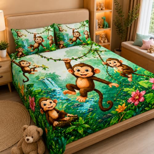 Image of Grab for Home 7D Digital Printed Kids Double Bedsheet Set with Free Bedsheet Tucker | 90 x 100 Inch | Cloud Cotton Soft & Breathable Fabric | Colorful Bedding for Kids Room