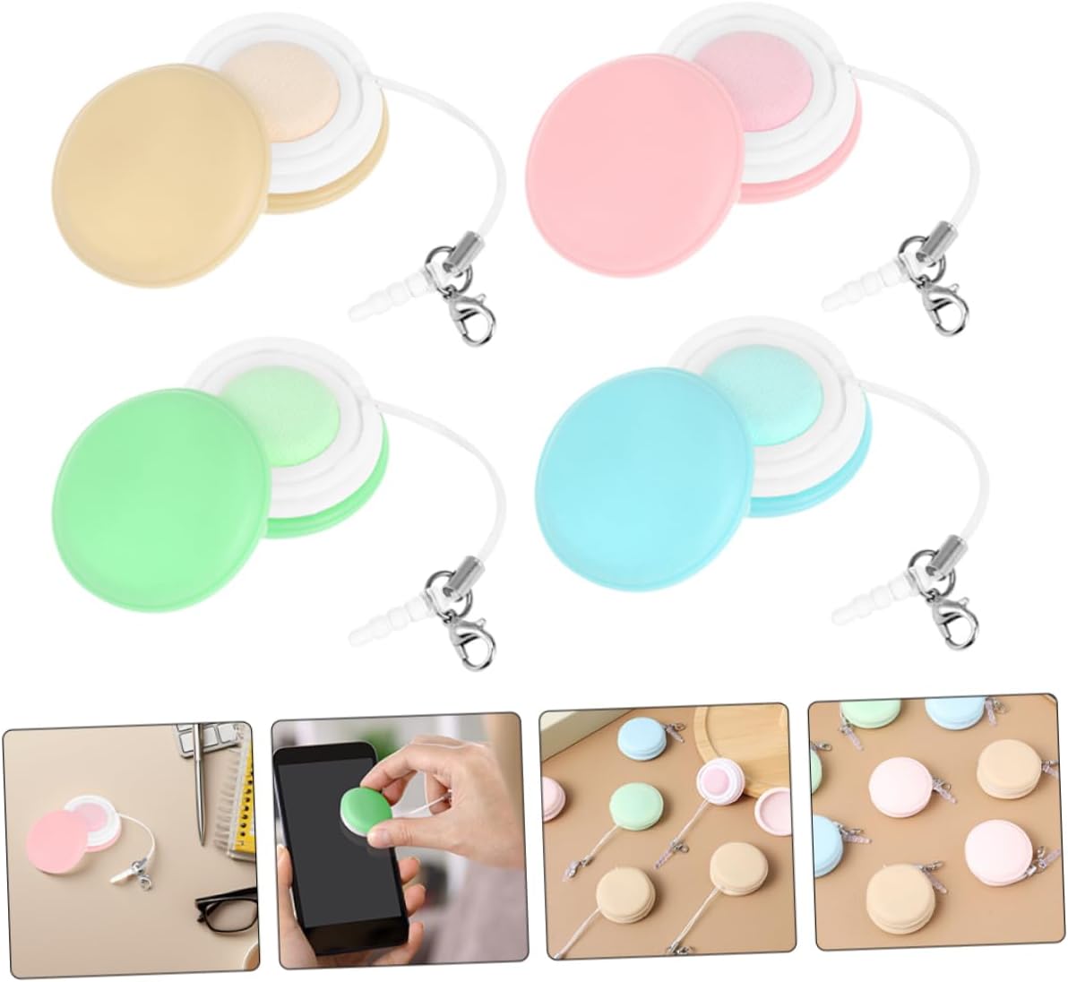 Holibanna 12Pcs Portable Screen Cleaner Cute Macaron Design for Phones Eyeglasses Tv Computer Screens Non Scratch Compact Cleaning Tools for Go Use