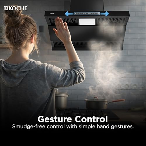 Image of KOCHE BRAVO 90 BLDC Chimney for Kitchen 90cm | 1650 m /hr Multi-Suction Filterless Auto-Clean Premium Chimney | Gesture Control | Low Noise | 12 Years Warranty