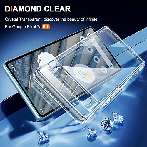 Oterkin For Google Pixel 7A Case Clear, [20X Anti-Yellowing] Pixel 7A Case With [2Pcs Tempered Glass Screen Protector][Built-In 4 Airbags][10Ft Military Protection] Google Pixel 7A Phone Case (Clear) #TOP1
