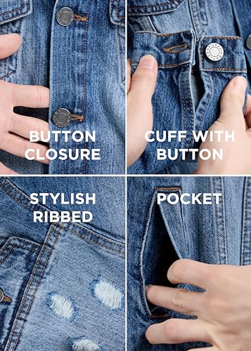 Image of X RAY Boys & Kids Denim Jean Jacket, 100% Cotton & Cotton Flex Washed Fall Outerwear Trucker Casual Jacket for Boys