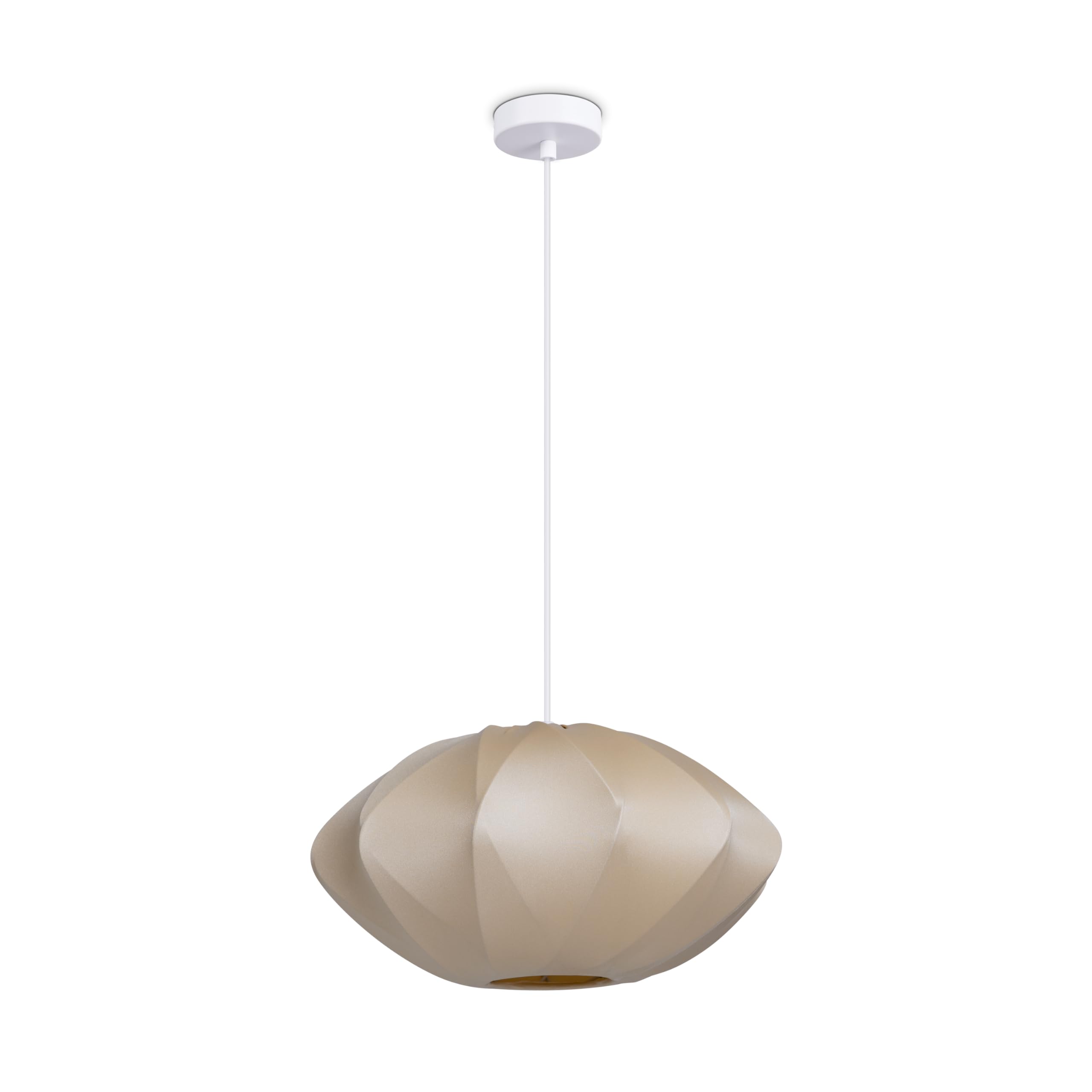 Paco Home Hängelampe Pendellampe Pendelleuchte Wohnzimmer Schlafzimmer Esszimmer Modern Lampenschirm Nylon Uni E27, Lampenart:Pendelleuchte - Typ 2, Farbe:Beige